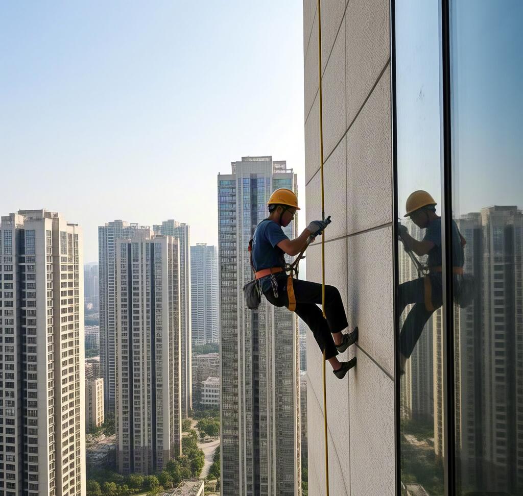 北京写字楼外墙清洗：高空作业 + 玻璃幕墙养护，新卓高打造商务地标洁净方案
